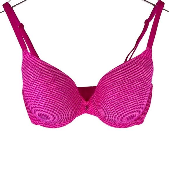 VICTORIA'S SECRET Uplift Semi Demi T-Shirt Bra in Hot Pink Size 32DD - Picture 1 of 10